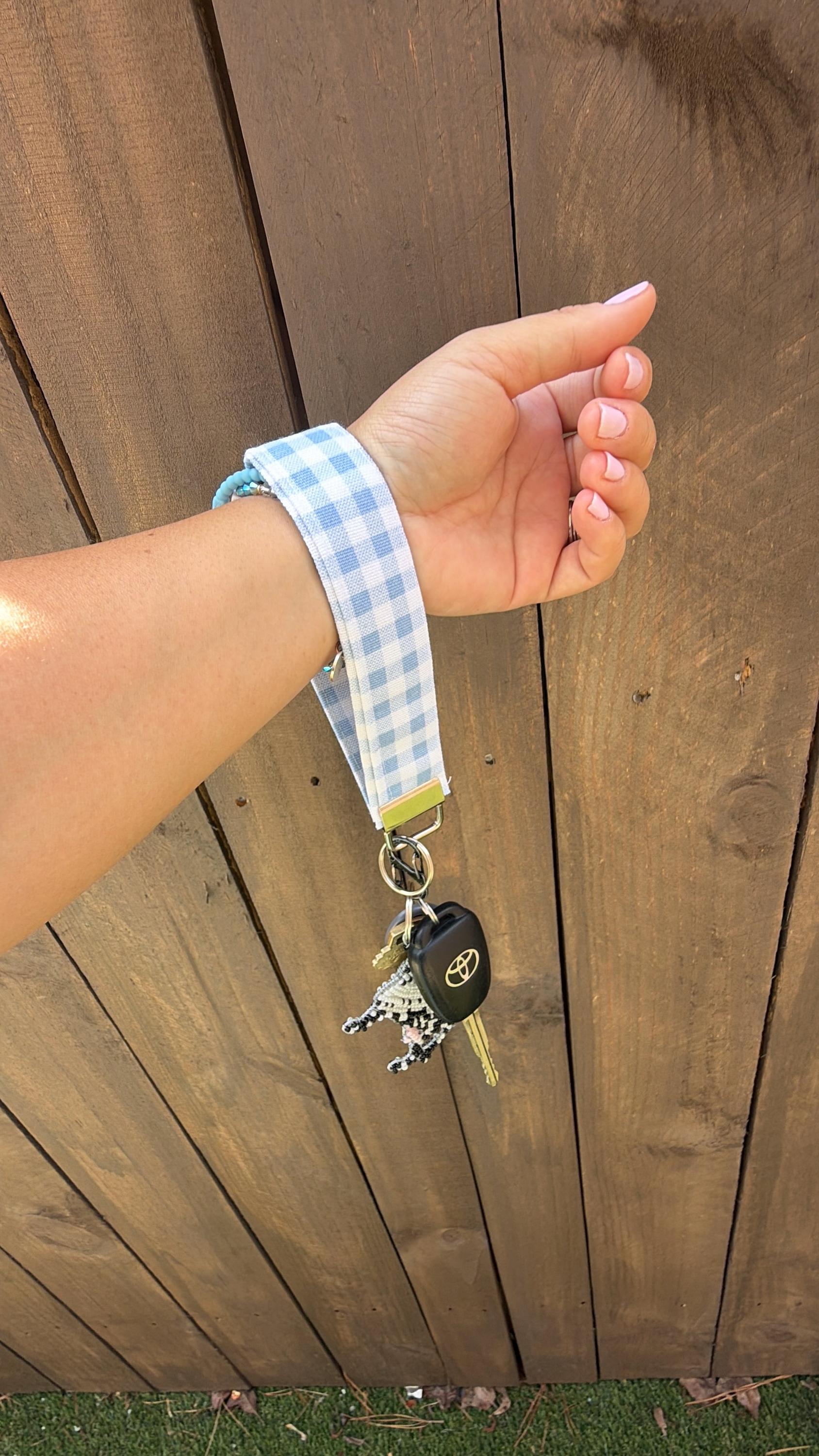 Wristlet/Key Fob Keychain | Gingham, Stripe & Toile Key Fob | Handmade | Fabric| Teacher Gift | Wrist Lanyard | Student | Mom Gift