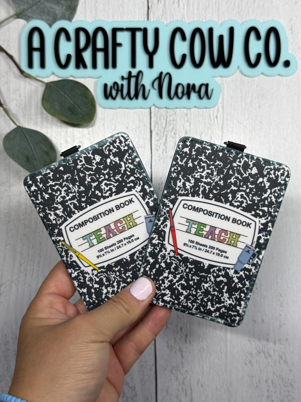 Teacher ID Badge Holder | Vertical Card Holder, Composition Book Design