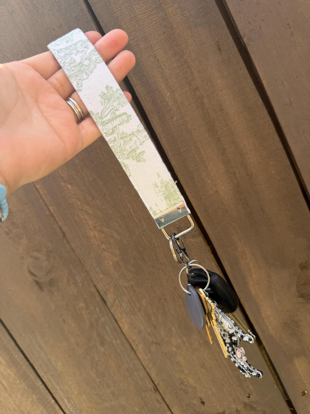 Wristlet/Key Fob Keychain | Gingham, Stripe & Toile Key Fob | Handmade | Fabric| Teacher Gift | Wrist Lanyard | Student | Mom Gift