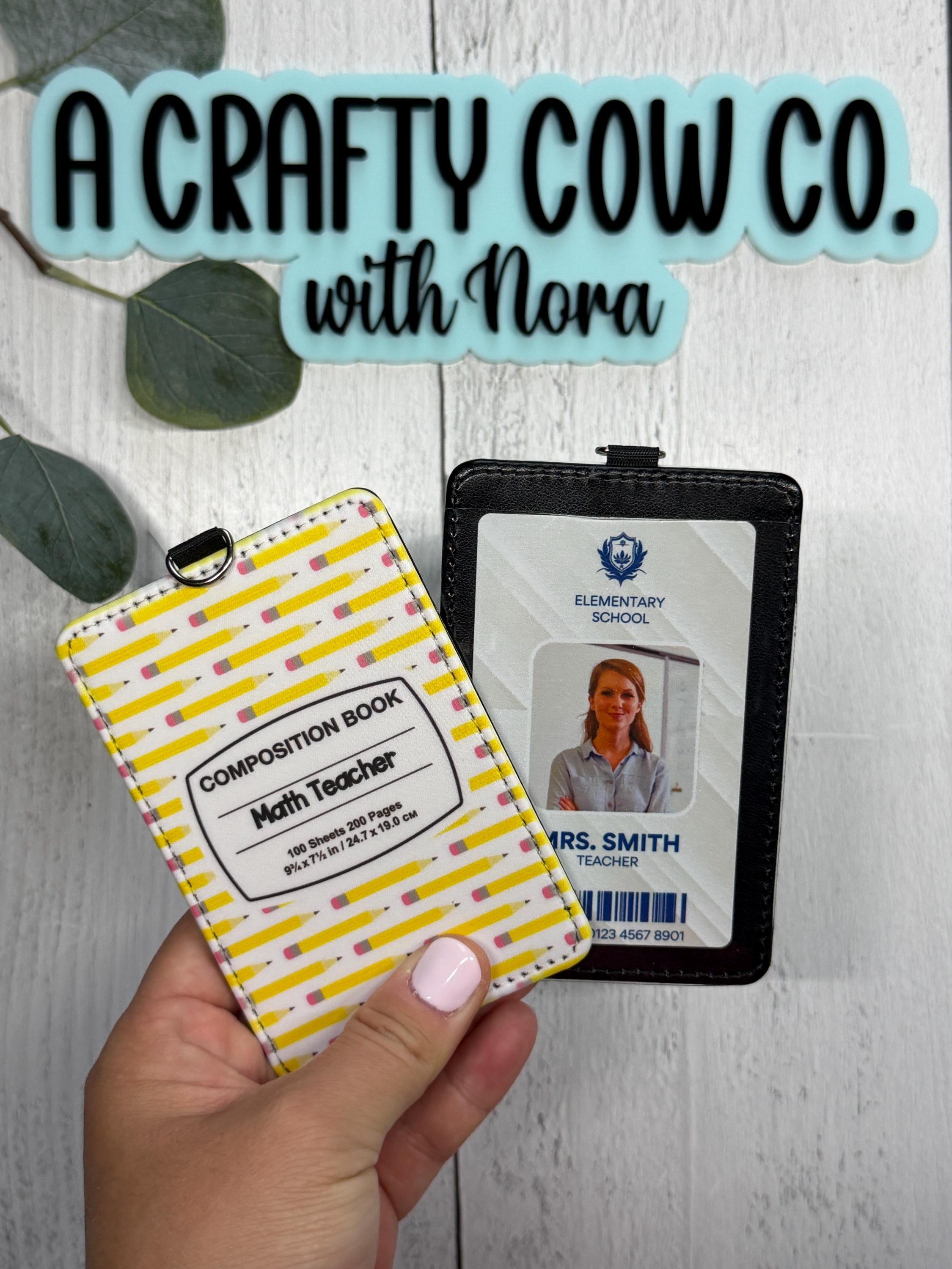 Personalized Teacher ID Badge Holder | Custom Name Poly Leather Card Case