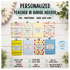 Personalized Teacher ID Badge Holder | Custom Name Poly Leather Card Case