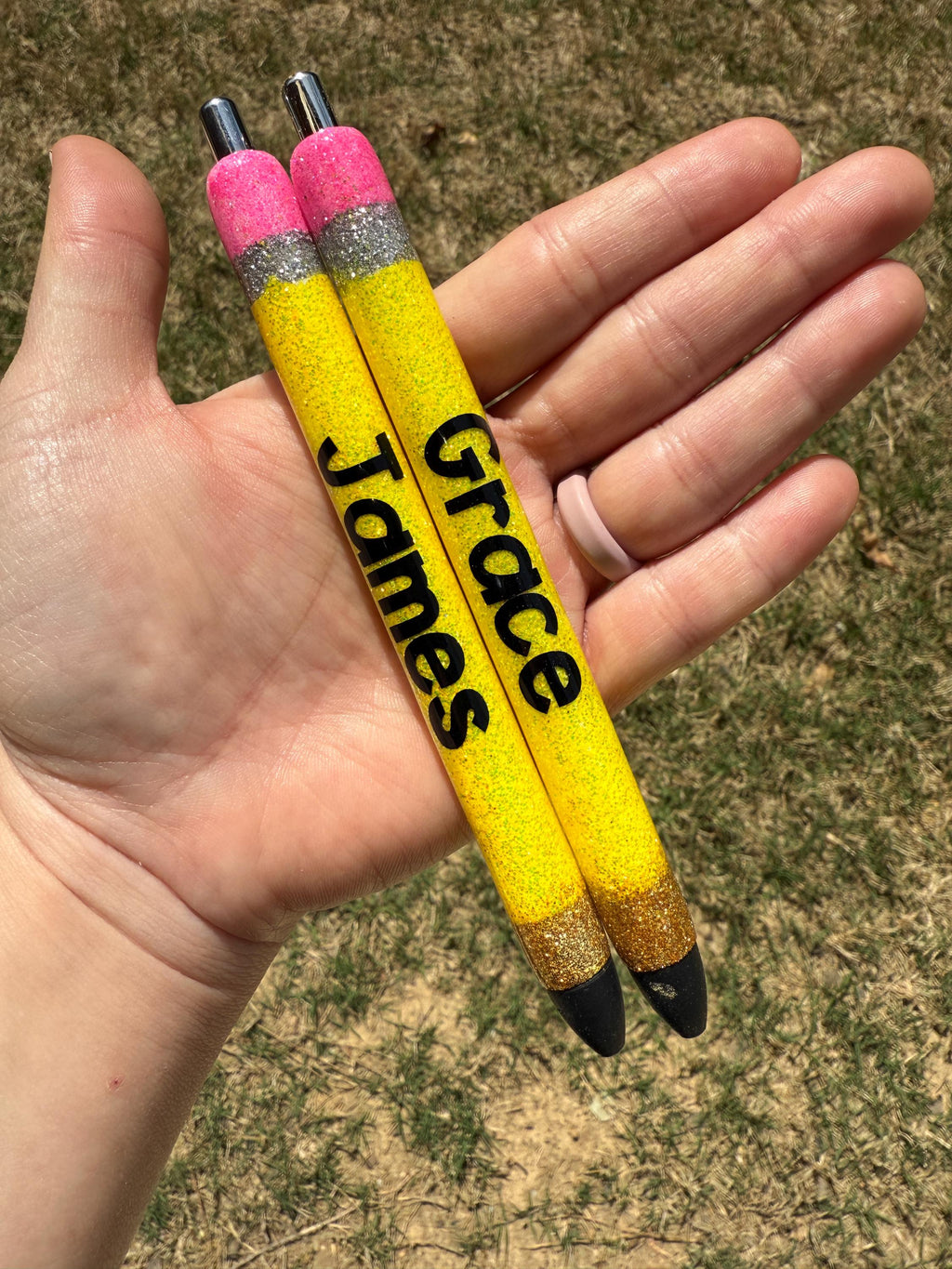 Personalized Glitter Pencil Pen | Custom Teacher Accessory | Gift