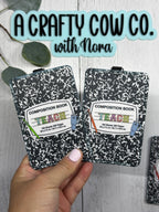 Teacher ID Badge Holder | Vertical Card Holder, Composition Book Design