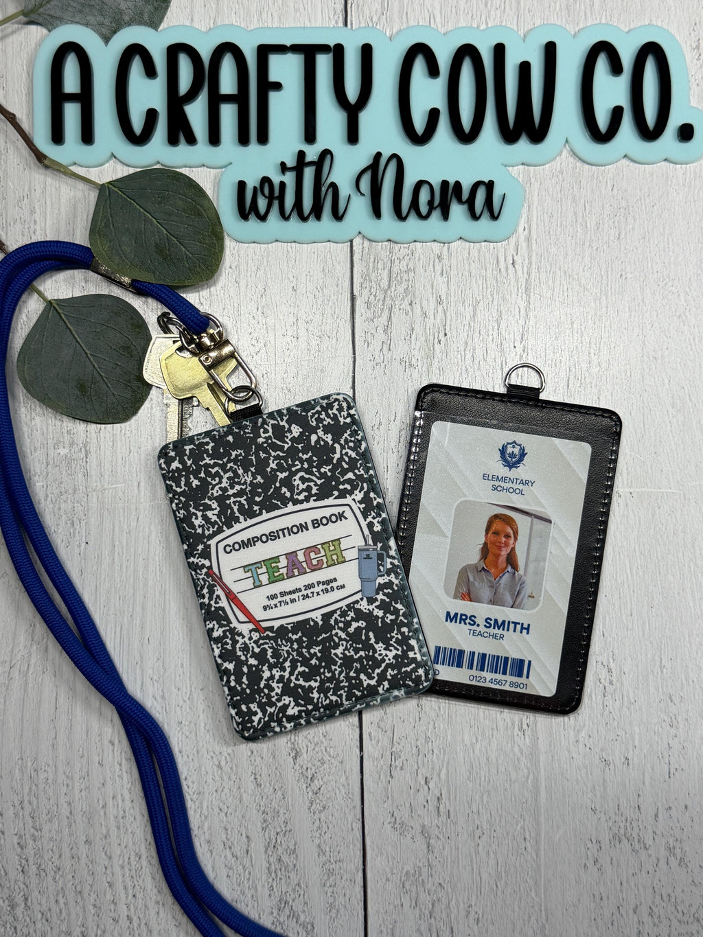 Teacher ID Badge Holder | Vertical Card Holder, Composition Book Design