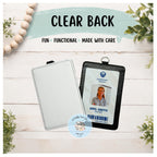 Personalized Teacher ID Badge Holder | Custom Name, Classroom Card Case, Poly Leather Accessory