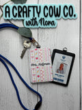 Personalized Teacher ID Badge Holder | Custom Name, Classroom Card Case, Poly Leather Accessory