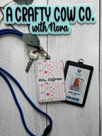 Personalized Teacher ID Badge Holder | Custom Name, Classroom Card Case, Poly Leather Accessory