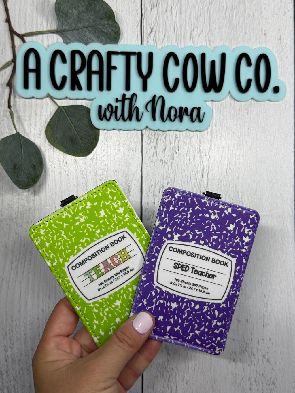 Personalized Teacher ID Badge Holder | Custom Name, Composition Book Style, Back-to-School Accessory