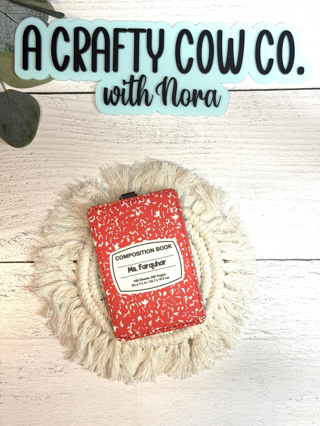 Personalized Teacher ID Badge Holder | Custom Name, Composition Book Style, Back-to-School Accessory