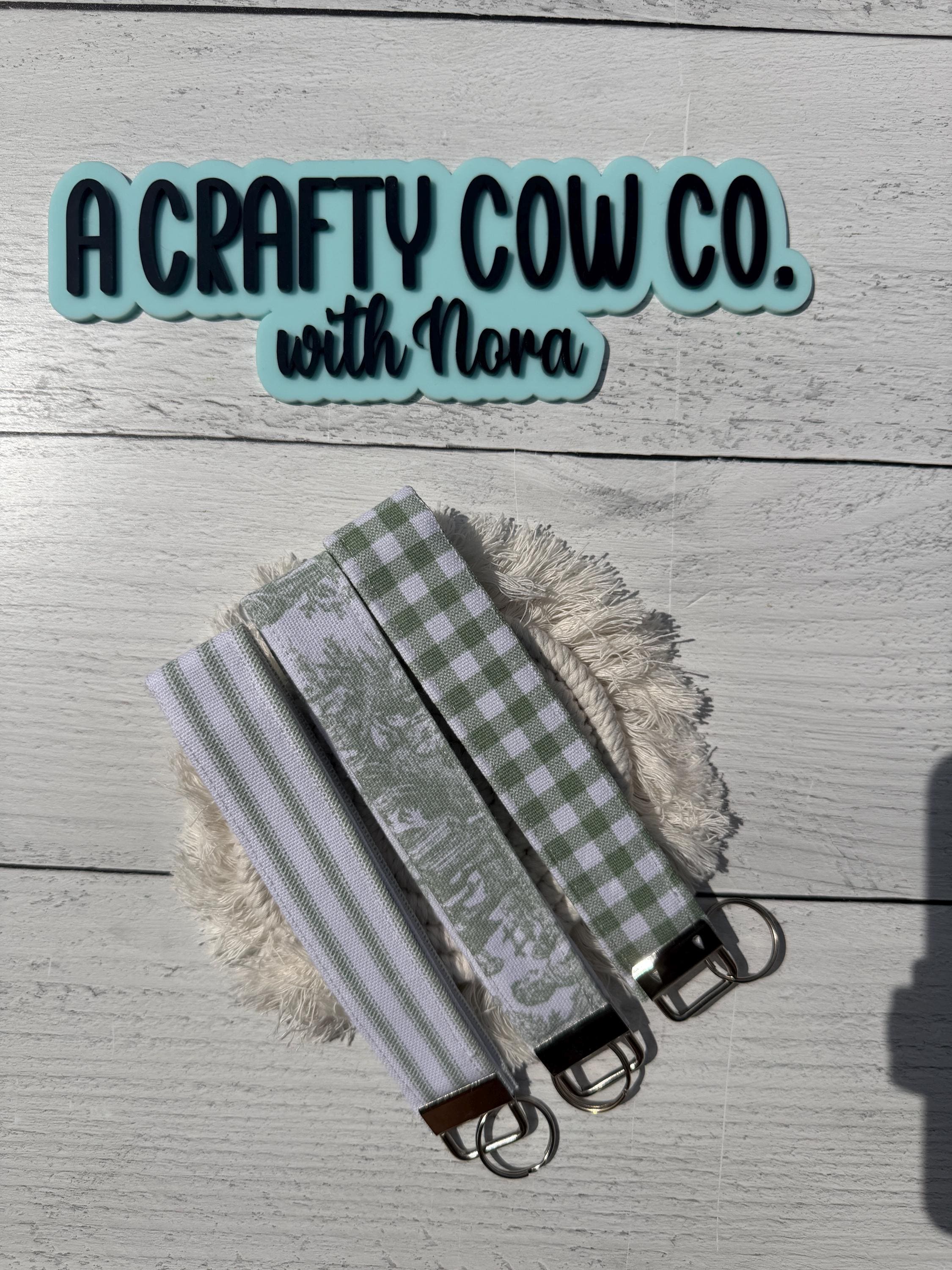 Wristlet/Key Fob Keychain | Gingham, Stripe & Toile Key Fob | Handmade | Fabric| Teacher Gift | Wrist Lanyard | Student | Mom Gift
