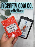 Personalized Teacher ID Badge Holder | Custom Name, Composition Book Style, Back-to-School Accessory
