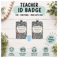 Teacher ID Badge Holder | Vertical Card Holder, Composition Book Design