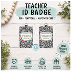Teacher ID Badge Holder | Vertical Card Holder, Composition Book Design