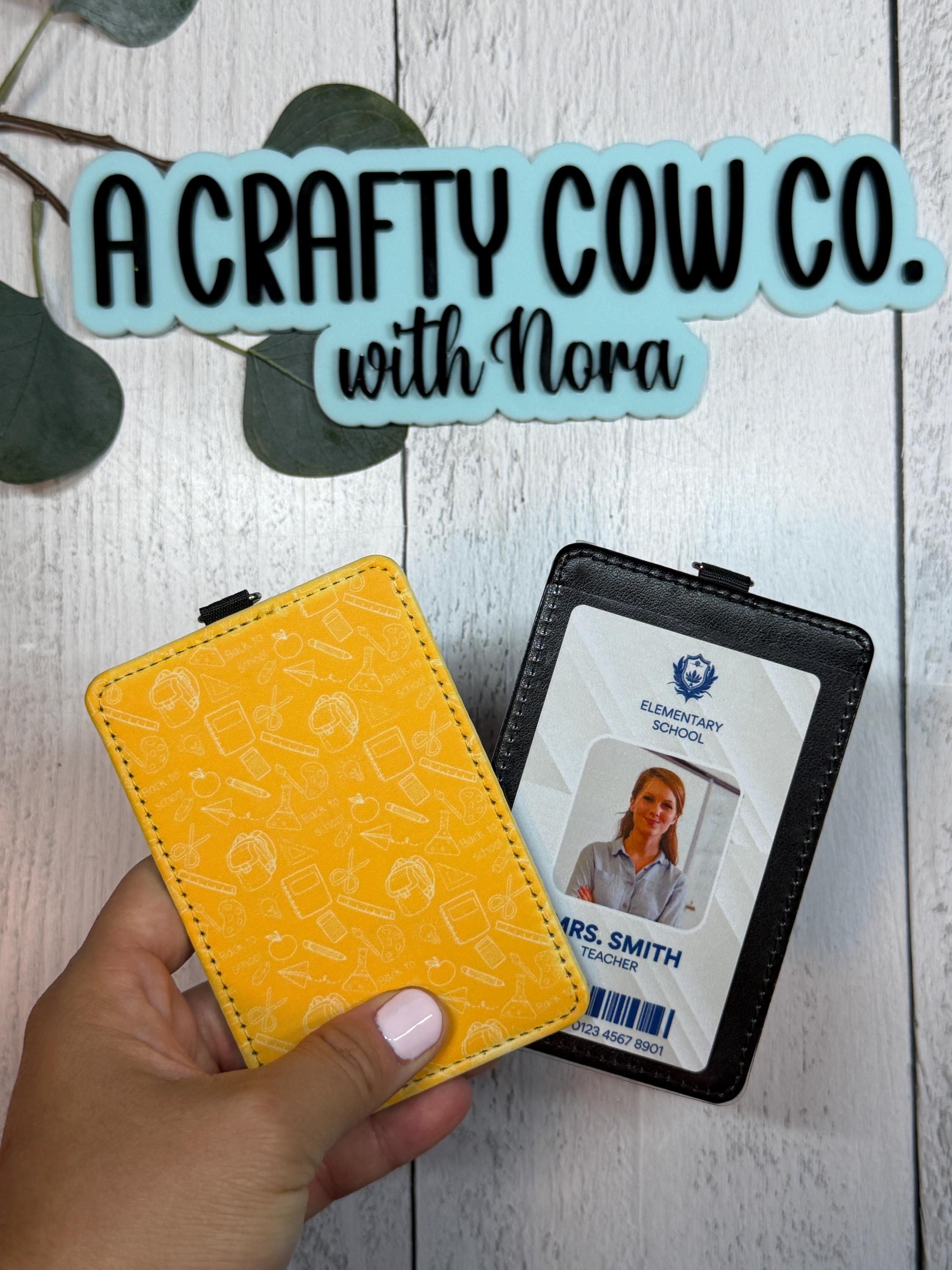Personalized Teacher ID Badge Holder | Custom Name Classroom Card Case | Teacher Gift | Vertical ID Holder
