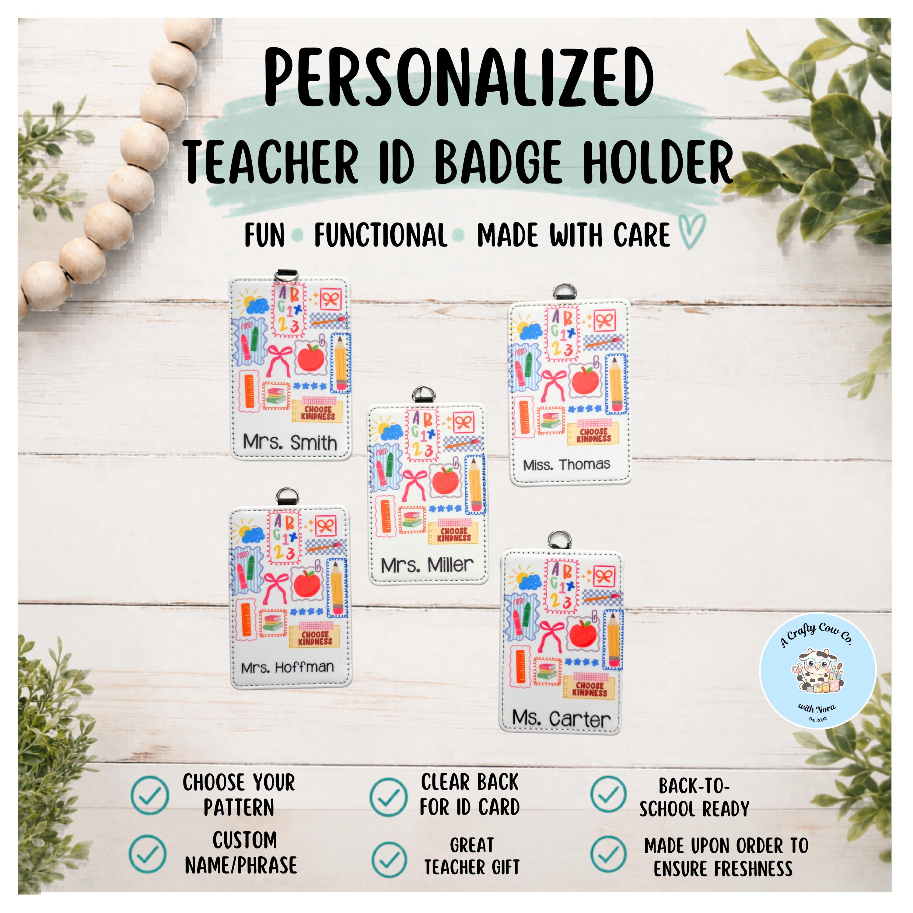 Personalized Teacher ID Badge Holder | Custom Classroom Card Case, Back-to-School Accessory