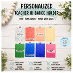 Personalized Teacher ID Badge Holder | Custom Name Classroom Card Case | Teacher Gift | Vertical ID Holder