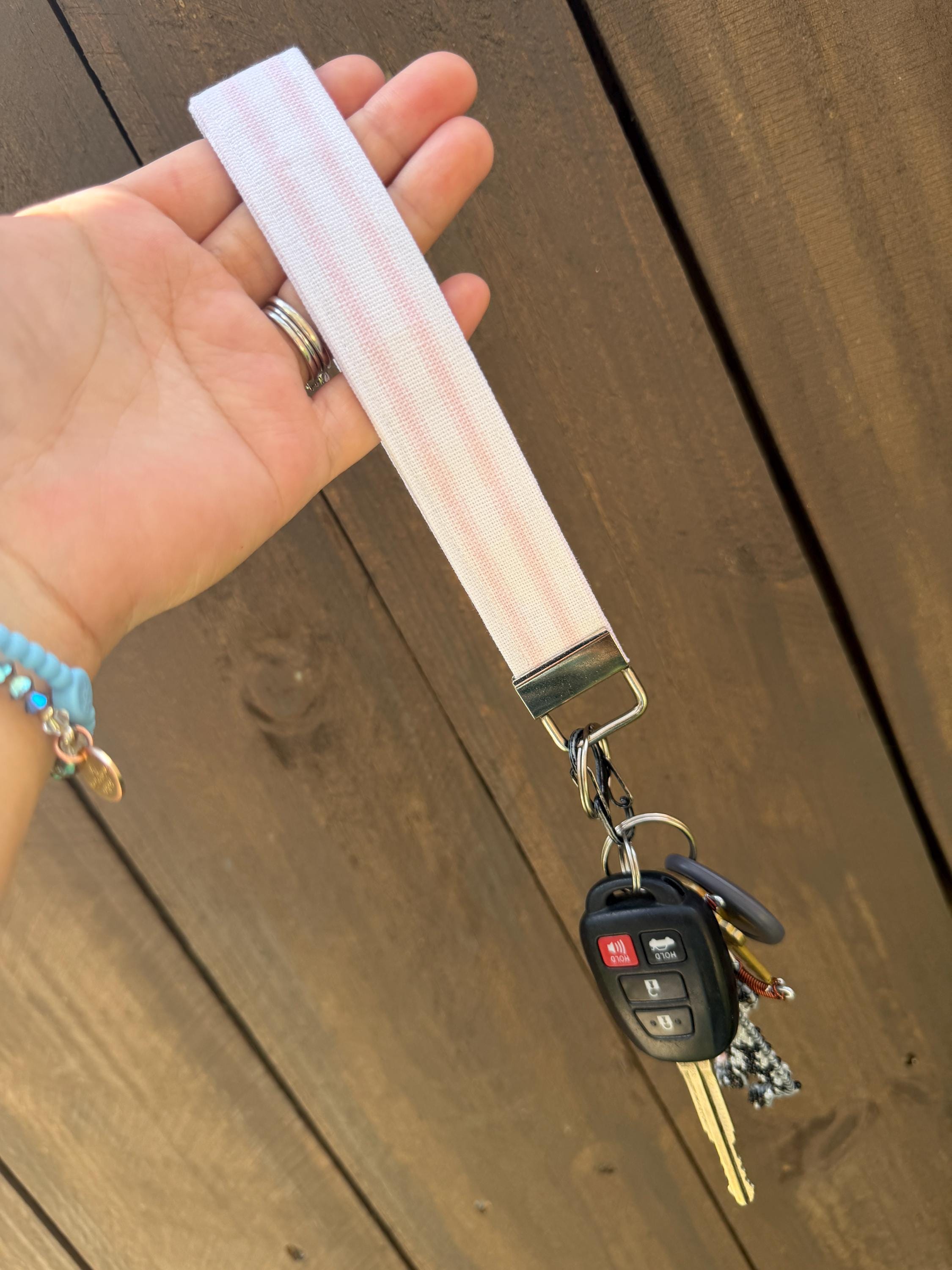 Wristlet/Key Fob Keychain | Gingham, Stripe & Toile Key Fob | Handmade | Fabric| Teacher Gift | Wrist Lanyard | Student | Mom Gift