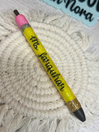 Personalized Glitter Pencil Pen | Custom Teacher Accessory | Gift