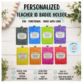 Personalized Teacher ID Badge Holder | Custom Name, Composition Book Style, Back-to-School Accessory