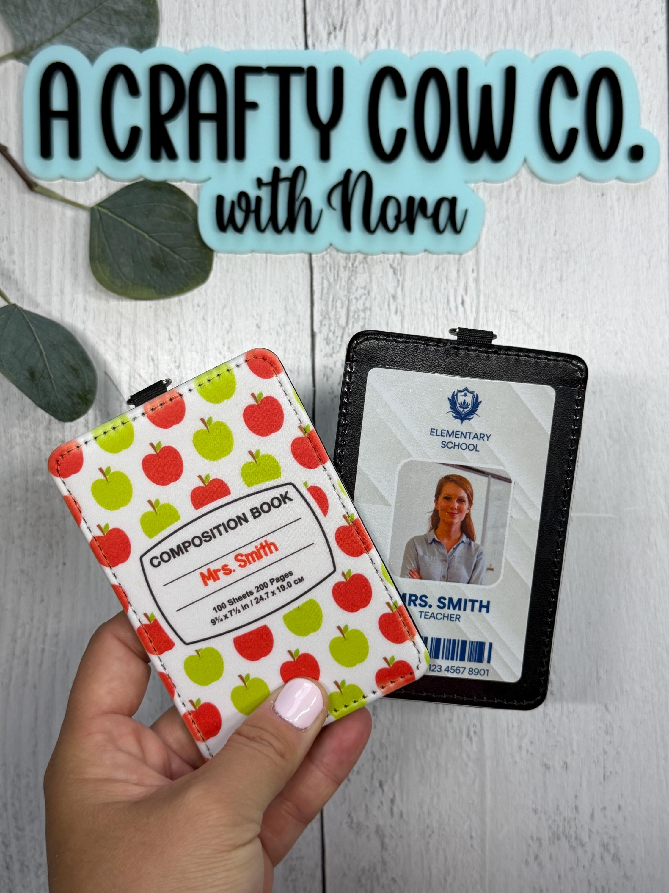 Personalized Teacher ID Badge Holder | Custom Name Poly Leather Card Case