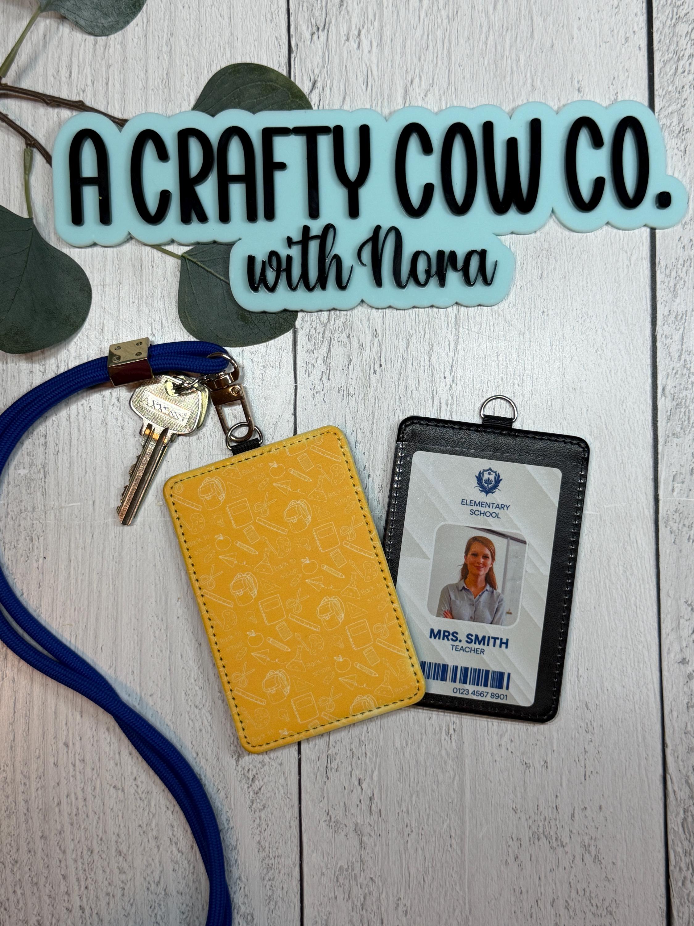 Personalized Teacher ID Badge Holder | Custom Name Classroom Card Case | Teacher Gift | Vertical ID Holder