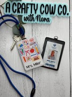 Personalized Teacher ID Badge Holder | Custom Classroom Card Case, Back-to-School Accessory