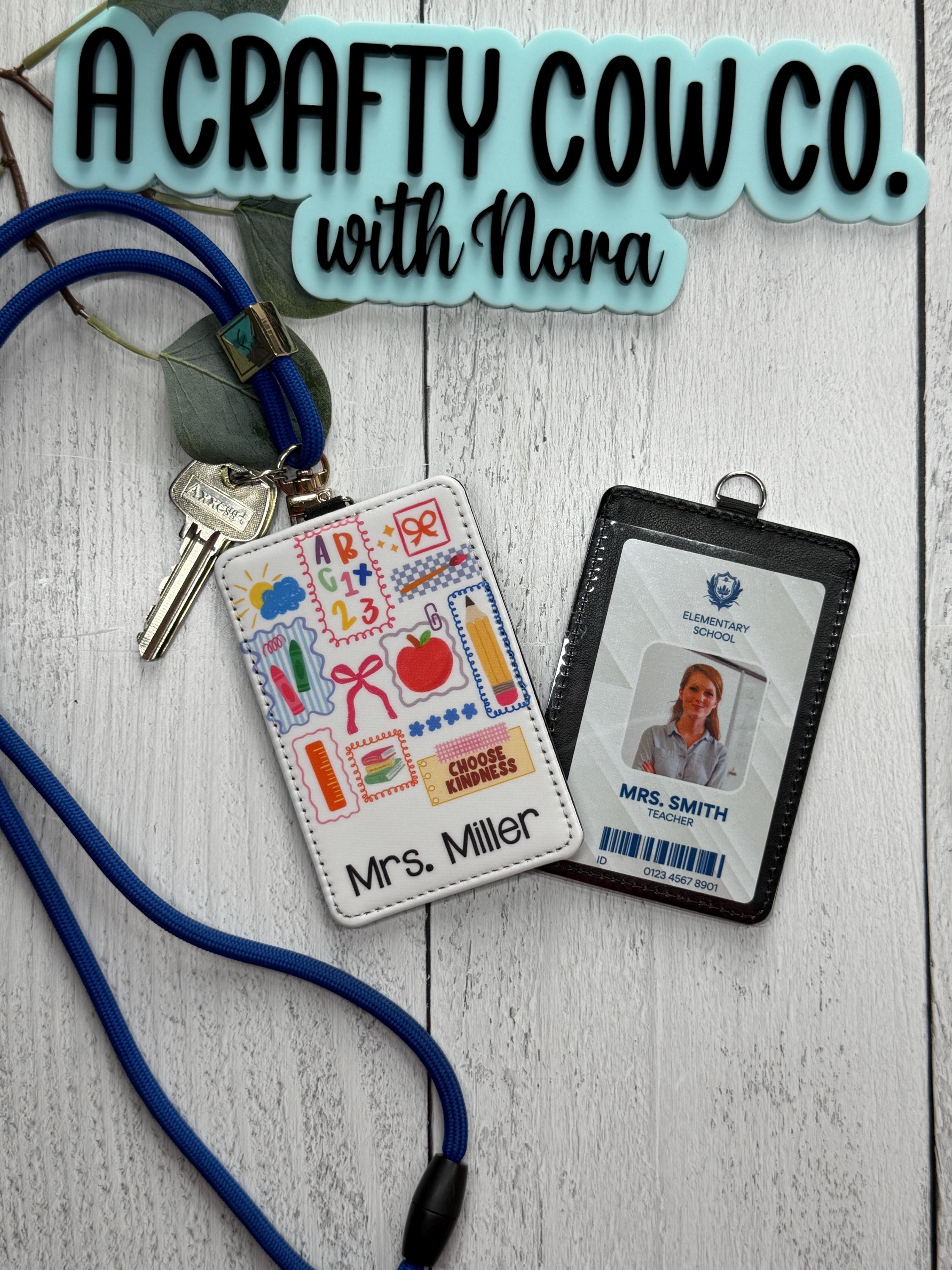 Personalized Teacher ID Badge Holder | Custom Classroom Card Case, Back-to-School Accessory