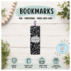 Personalized Composition Book Metal Bookmark | Reader Gift, Durable Tassel (5 x 2 in)
