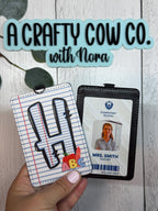Personalized Teacher ID Badge Holder | Custom Name, Poly Leather Card Case