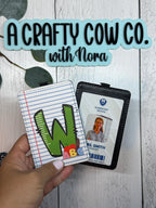 Personalized Teacher ID Badge Holder | Custom Name, Poly Leather Card Case