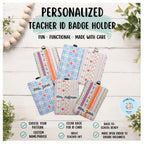 Personalized Teacher ID Badge Holder | Custom Name, Classroom Card Case, Poly Leather Accessory