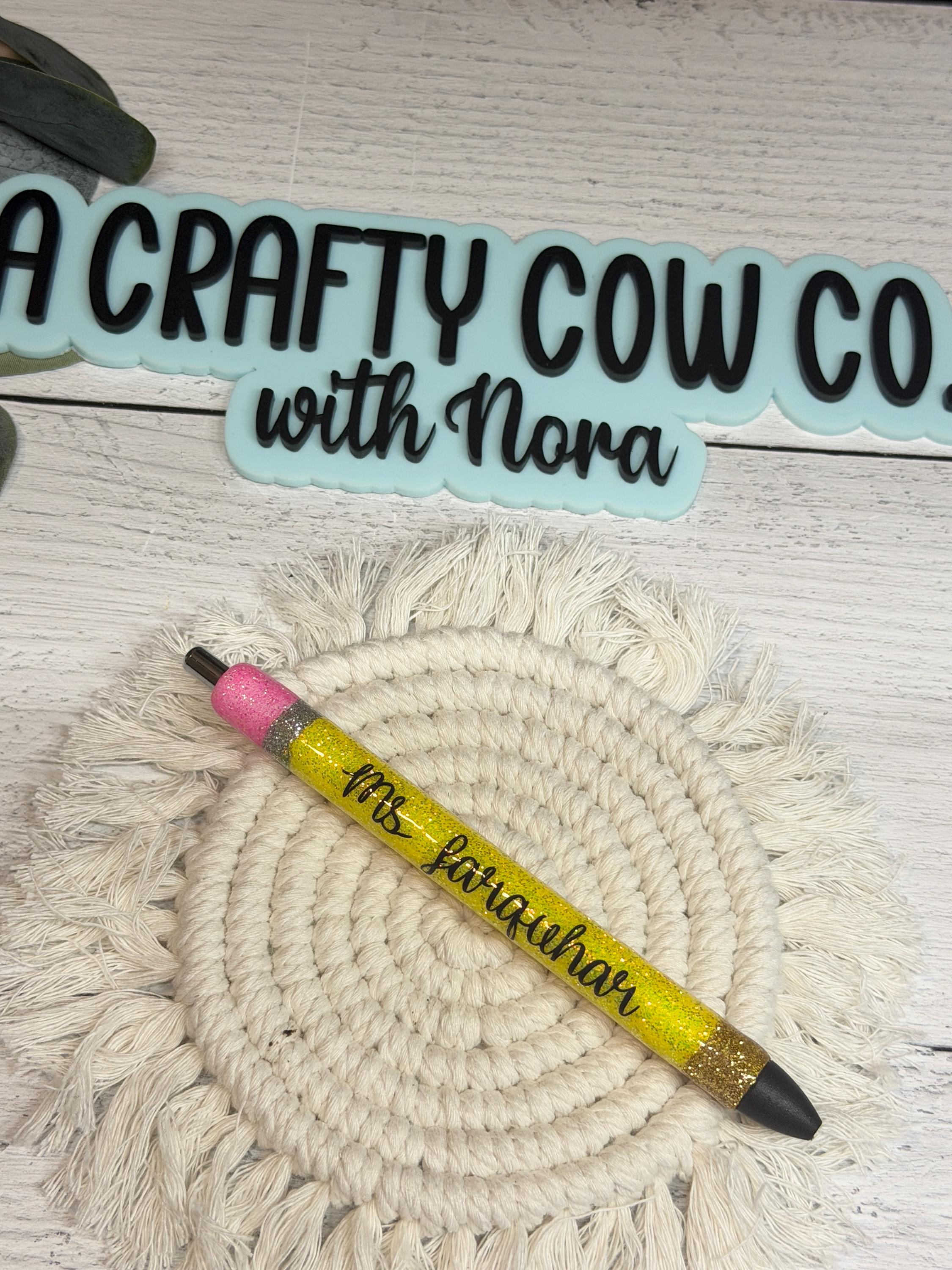 Personalized Glitter Pencil Pen | Custom Teacher Accessory | Gift