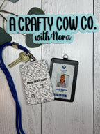 Personalized Teacher ID Badge Holder | Custom Name Classroom Card Case | Teacher Gift | Vertical ID Holder