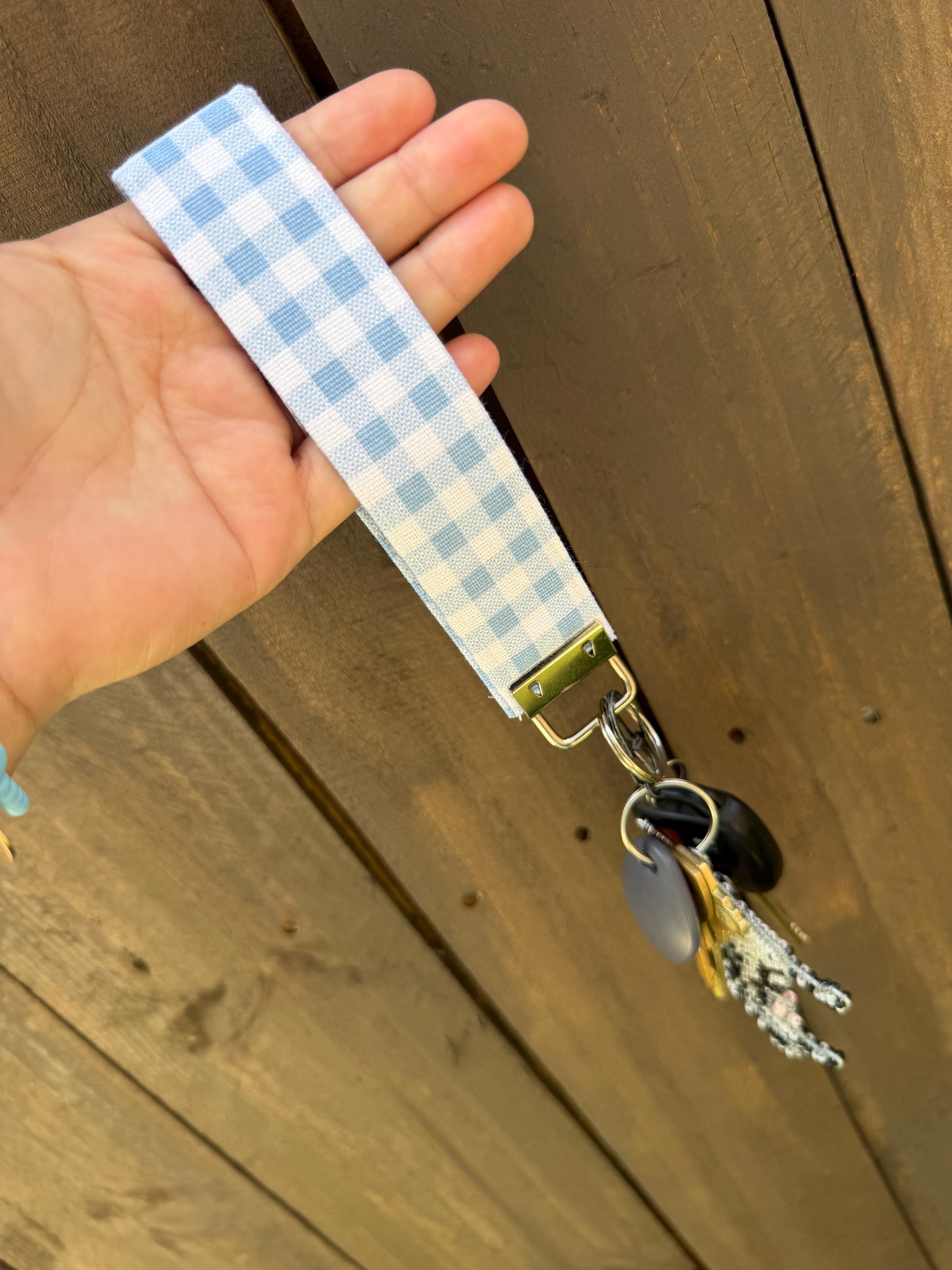 Wristlet/Key Fob Keychain | Gingham, Stripe & Toile Key Fob | Handmade | Fabric| Teacher Gift | Wrist Lanyard | Student | Mom Gift