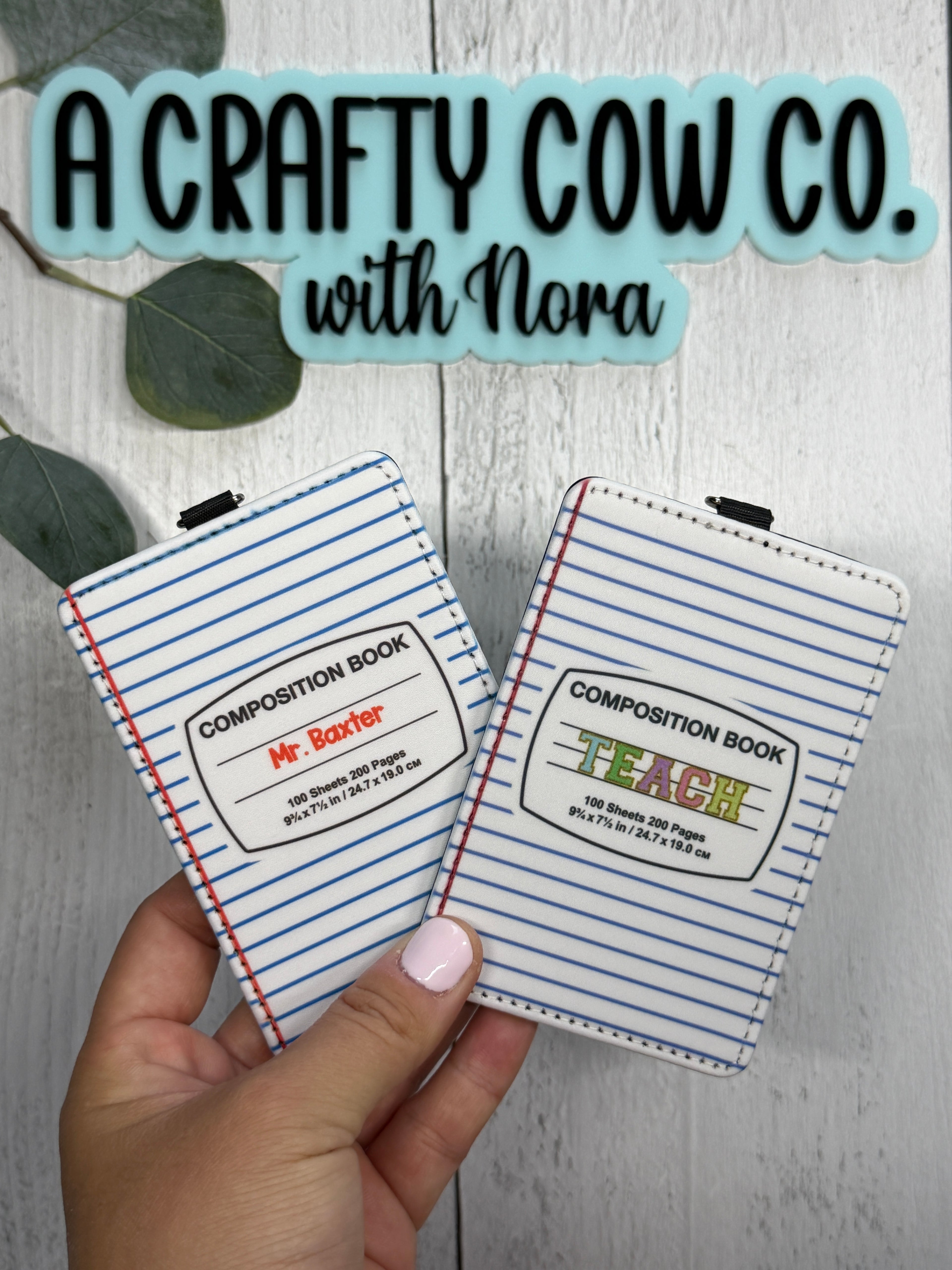 Personalized Teacher ID Badge Holder | Custom Name Poly Leather Card Case