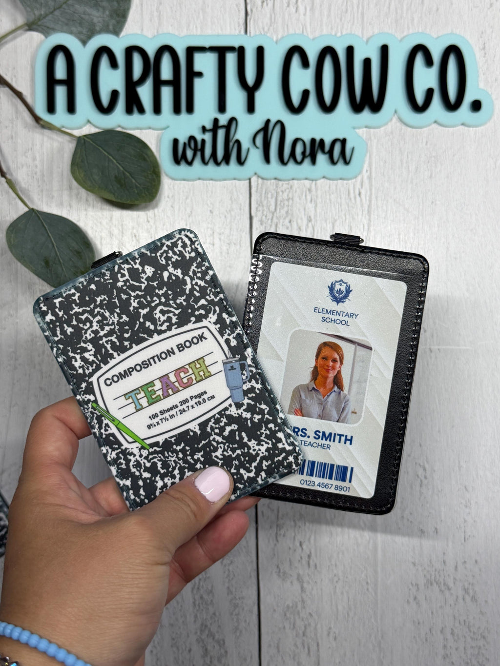 Teacher ID Badge Holder | Vertical Card Holder, Composition Book Design