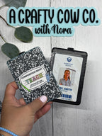 Teacher ID Badge Holder | Vertical Card Holder, Composition Book Design