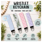 Wristlet/Key Fob Keychain | Gingham, Stripe & Toile Key Fob | Handmade | Fabric| Teacher Gift | Wrist Lanyard | Student | Mom Gift
