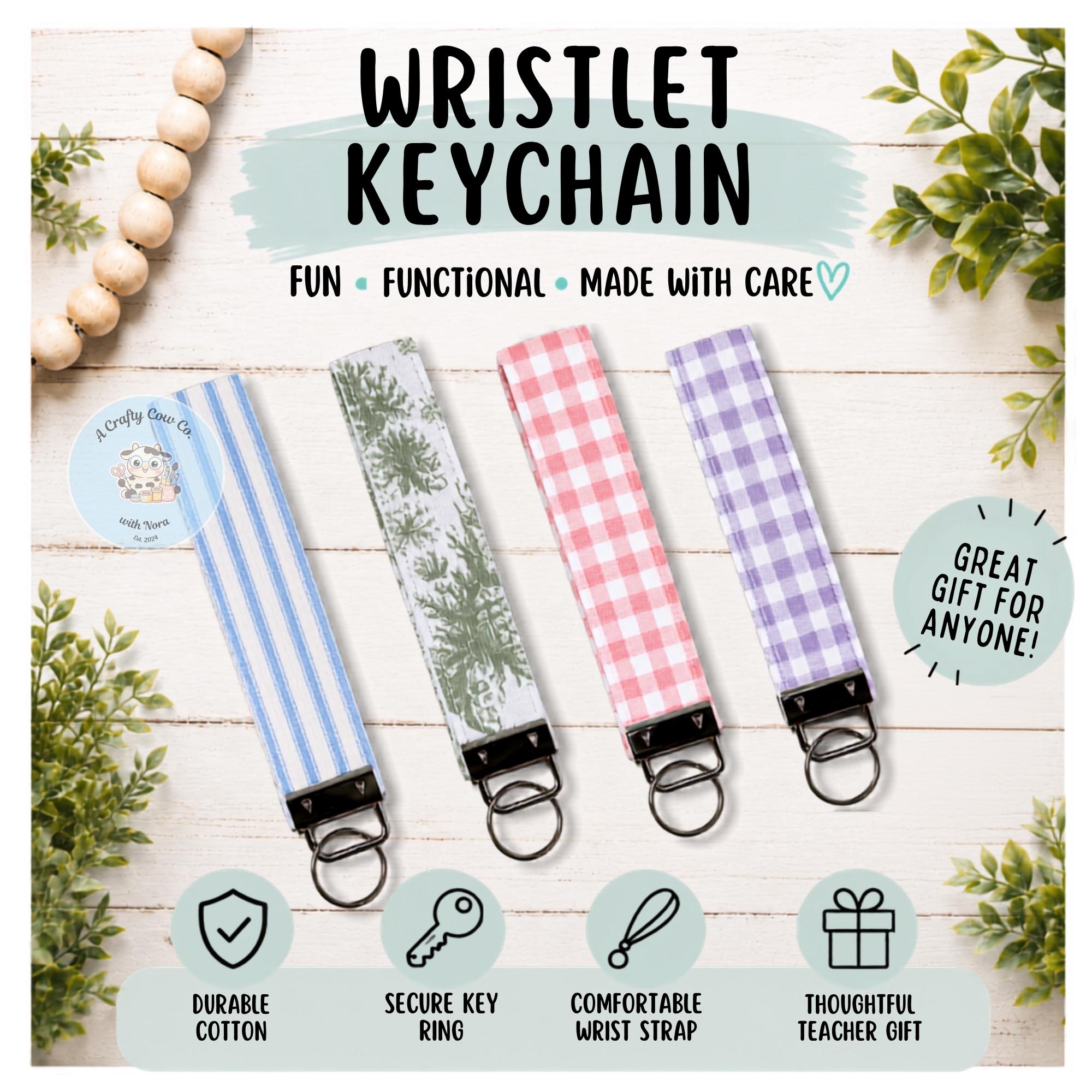 Wristlet/Key Fob Keychain | Gingham, Stripe & Toile Key Fob | Handmade | Fabric| Teacher Gift | Wrist Lanyard | Student | Mom Gift