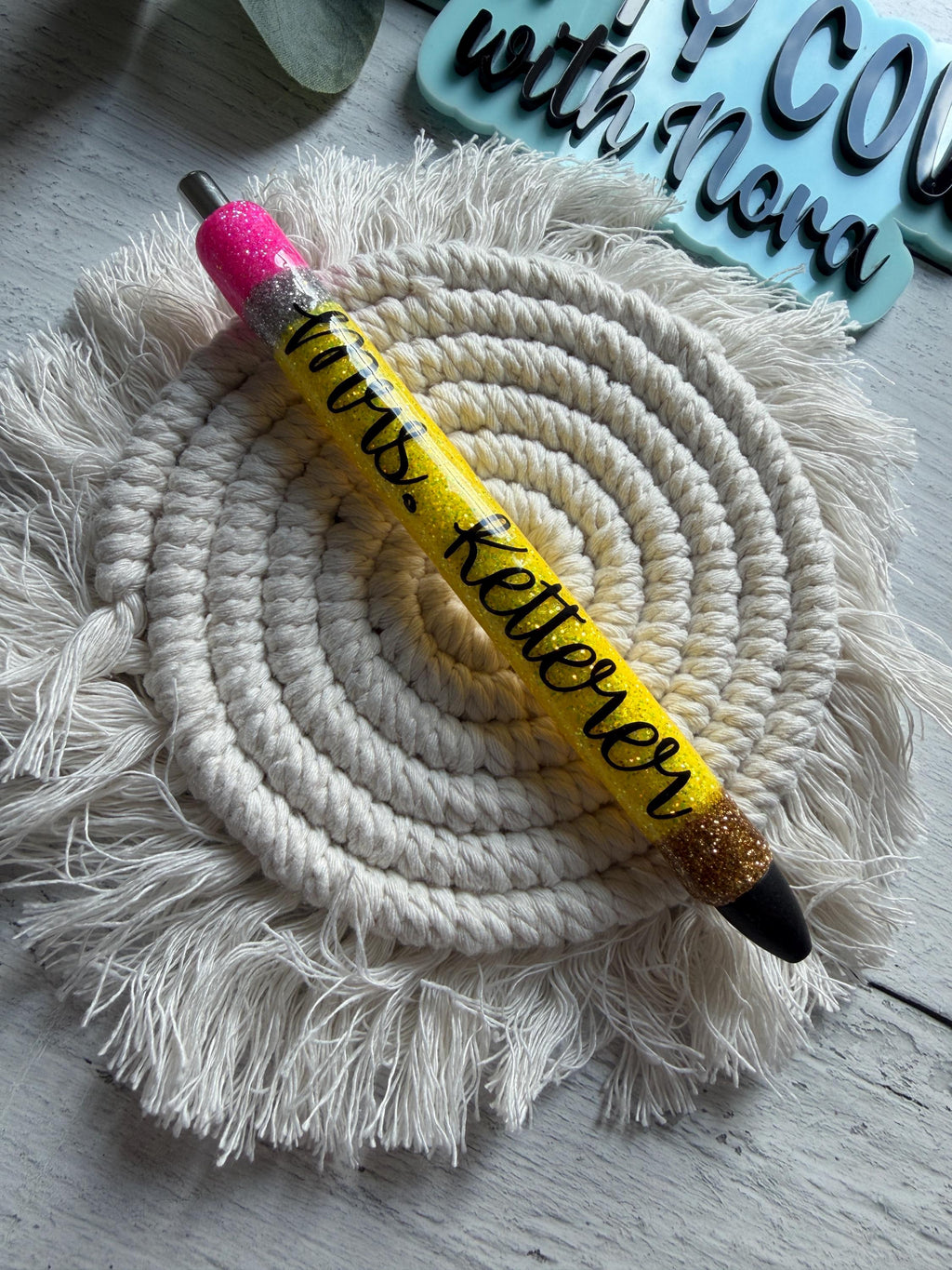 Personalized Glitter Pencil Pen | Custom Teacher Accessory | Gift