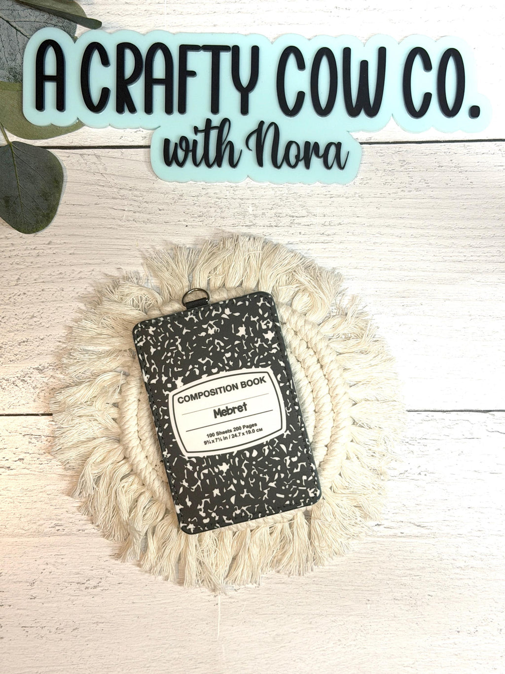 Personalized Teacher ID Badge Holder | Custom Name, Composition Book Style, Back-to-School Accessory