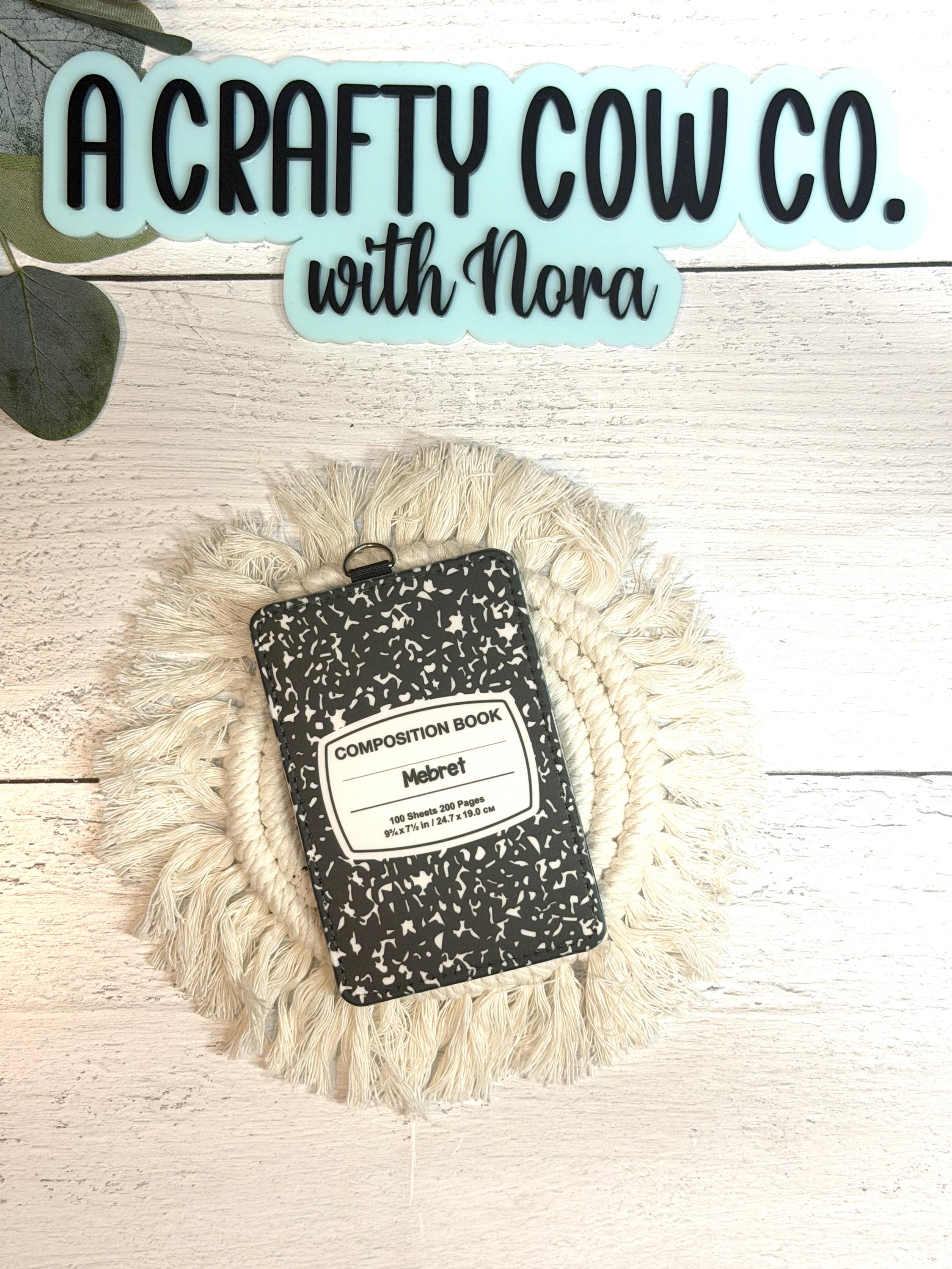 Personalized Teacher ID Badge Holder | Custom Name, Composition Book Style, Back-to-School Accessory