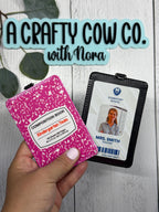 Personalized Teacher ID Badge Holder | Custom Name, Composition Book Style, Back-to-School Accessory