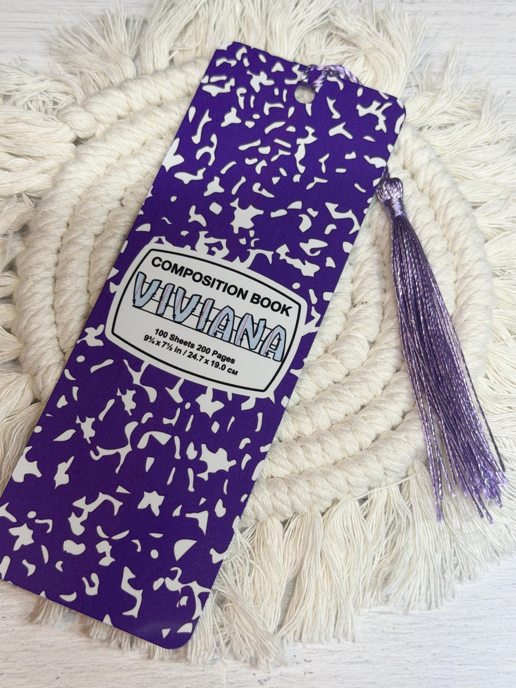 Personalized Composition Book Metal Bookmark | Reader Gift, Durable Tassel (5 x 2 in)