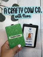 Personalized Teacher ID Badge Holder | Custom Name Classroom Card Case | Teacher Gift | Vertical ID Holder
