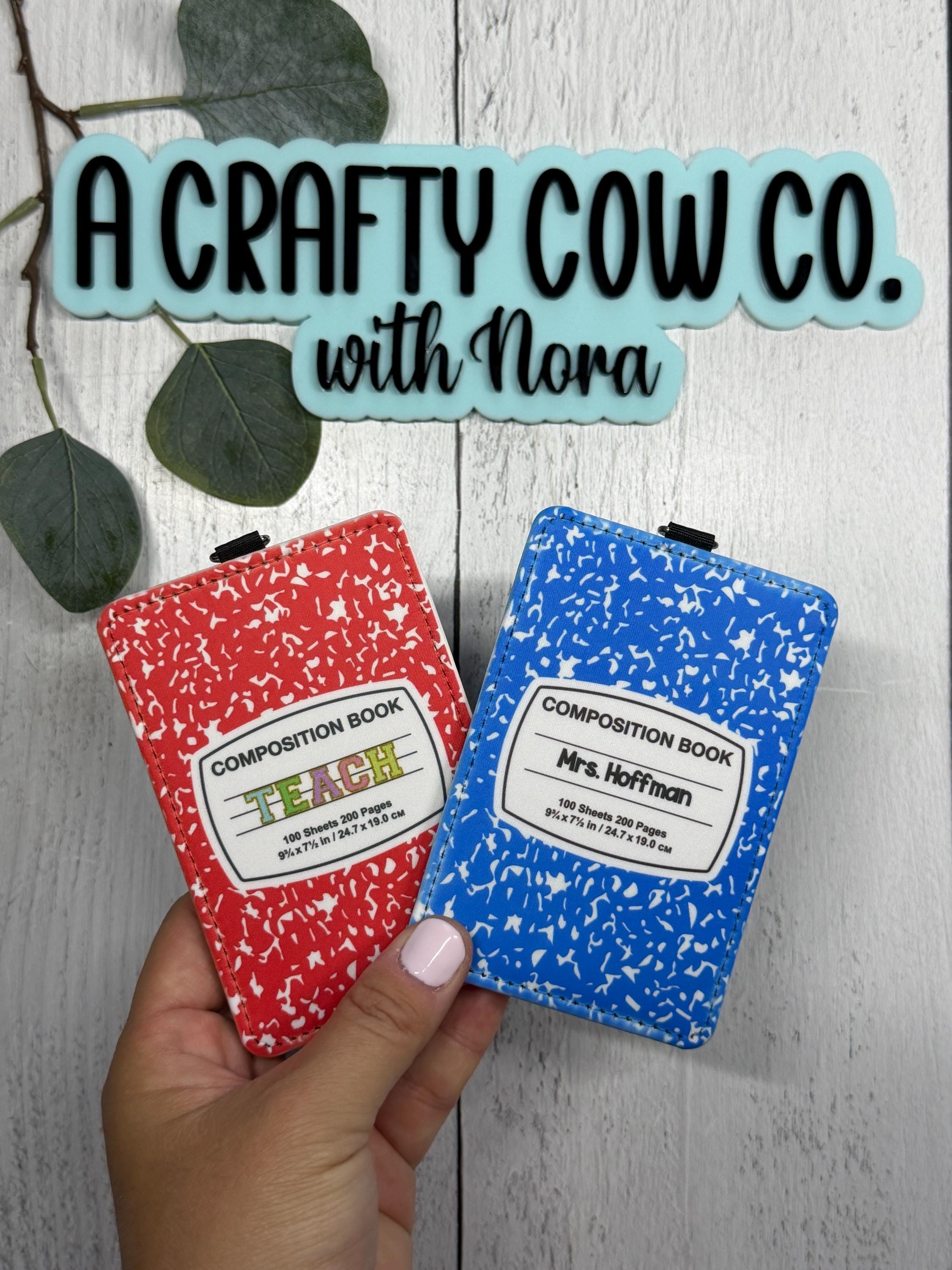 Personalized Teacher ID Badge Holder | Custom Name, Composition Book Style, Back-to-School Accessory