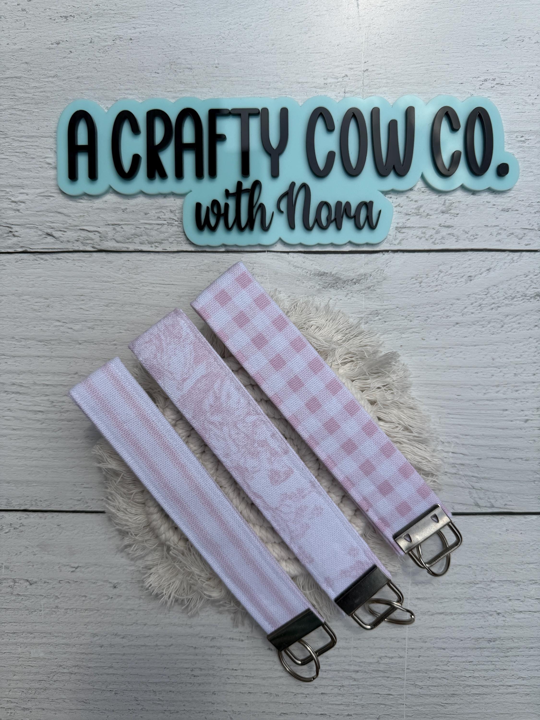 Wristlet/Key Fob Keychain | Gingham, Stripe & Toile Key Fob | Handmade | Fabric| Teacher Gift | Wrist Lanyard | Student | Mom Gift
