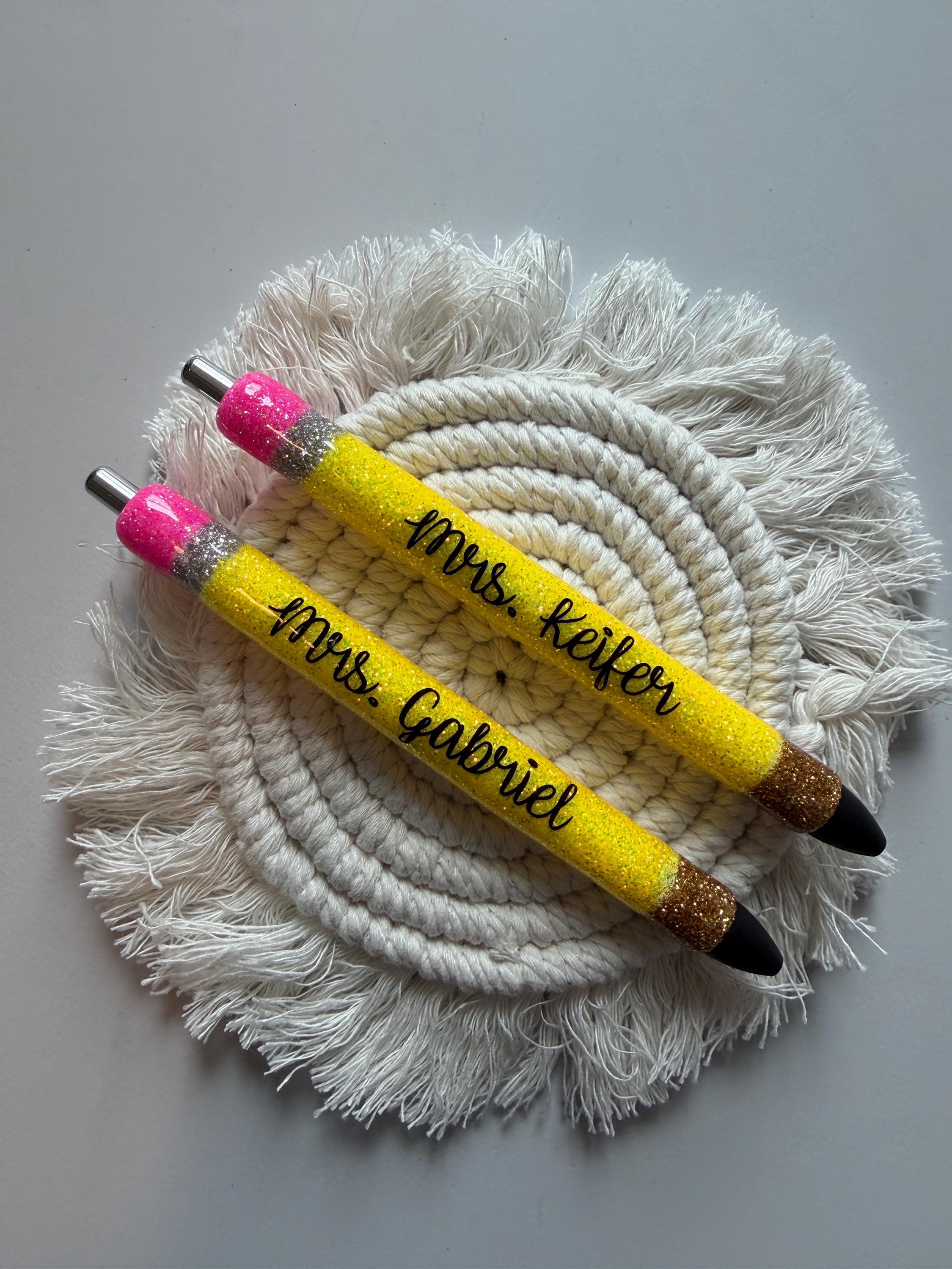 Personalized Glitter Pencil Pen | Custom Teacher Accessory | Gift