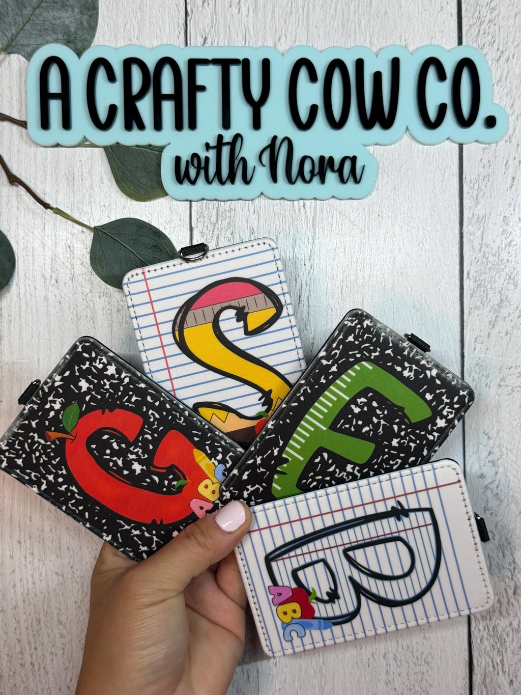 Personalized Teacher ID Badge Holder | Custom Name, Poly Leather Card Case
